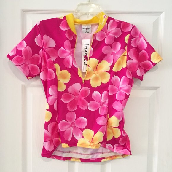 NEW Iron Girl Cycling Floral Hibiscus Jersey Sz M - Picture 2 of 7